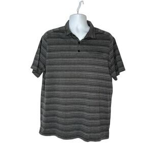Calvin Klein Men's Charcoal Grey Striped Cotton Polo Shirt sz XL
